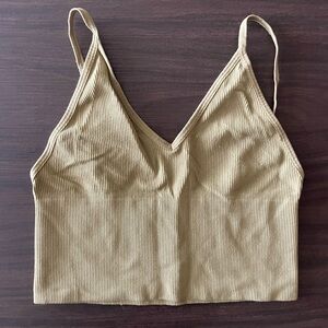 Tan Ribbed Crop Top